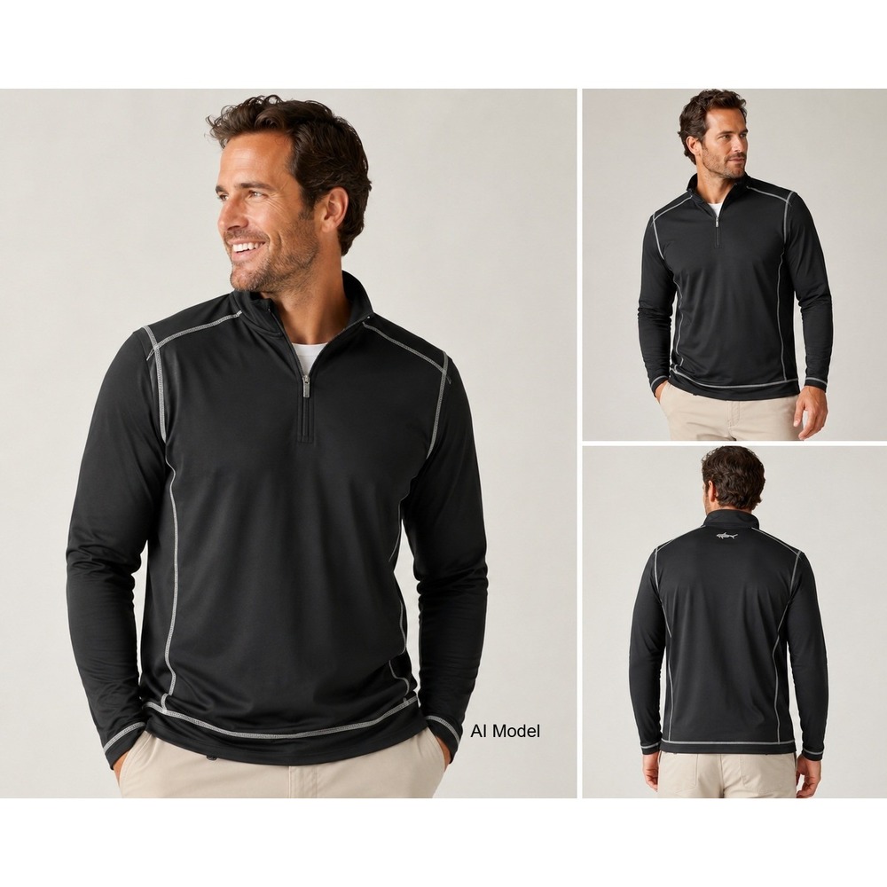 Tommy Bahama Quarter Zip Pullover Mens Large Performance Golf Shirt Athletic
